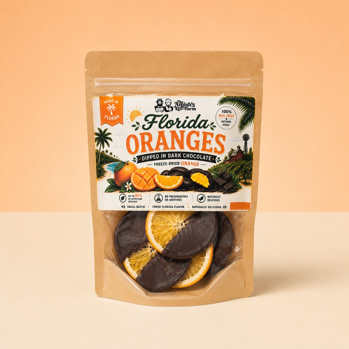 Chocolate Dipped Freeze Dried Orange - 2.25 oz Bag