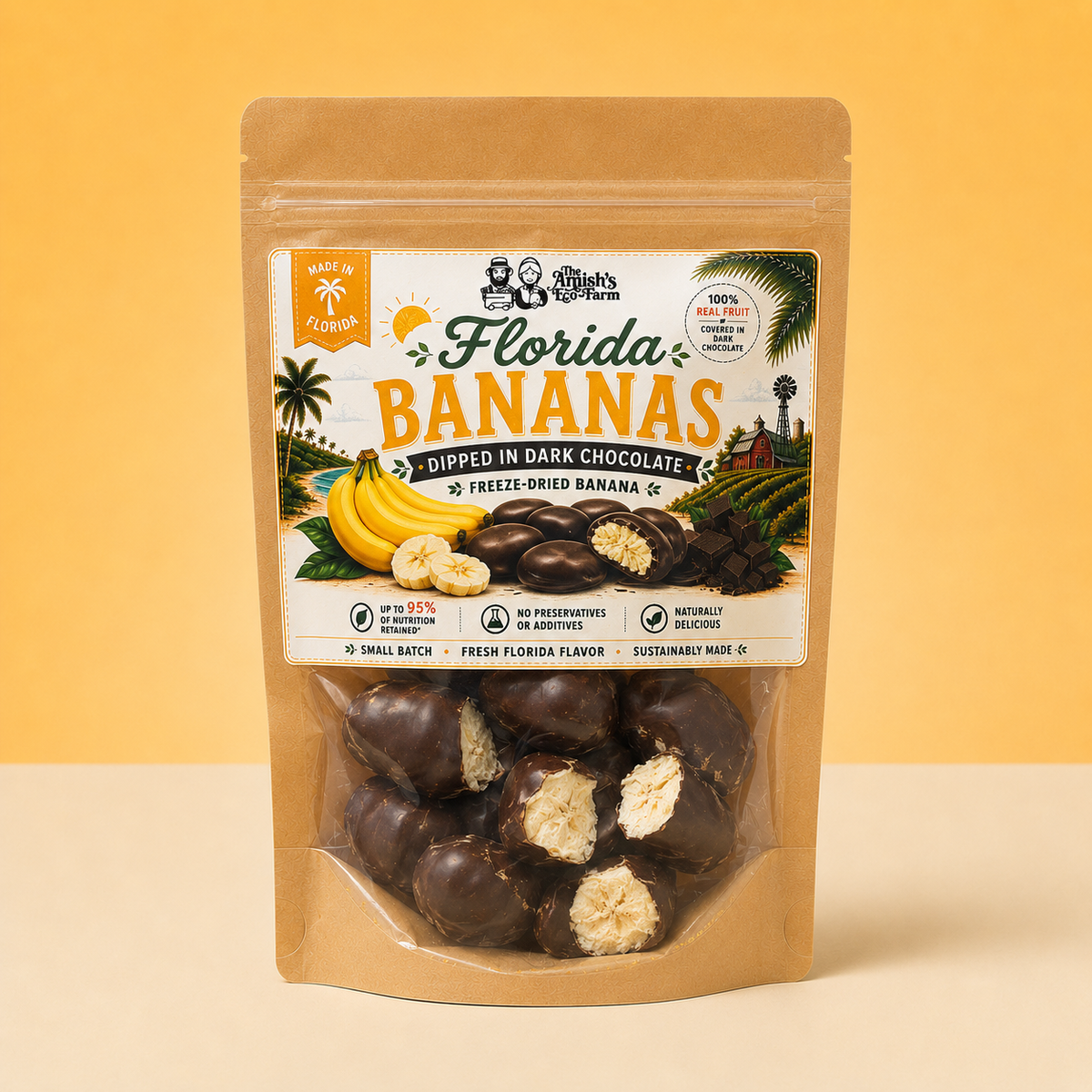 Chocolate Dipped Freeze Dried Banana - 2.45 oz Bag