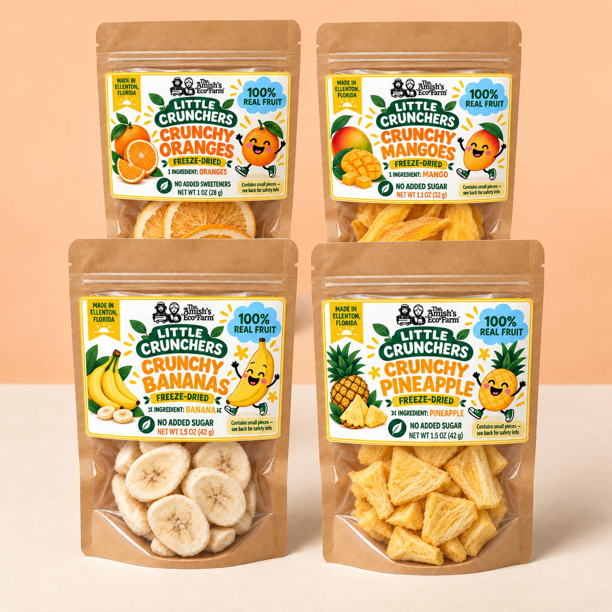 Little Crunchers Family Pack - four freeze-dried fruit snack flavors, vegan and gluten-free